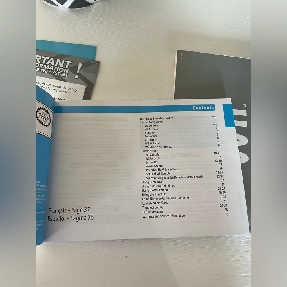 Nintendo Wii System Operations Manual Set-up Inserts Complete Original